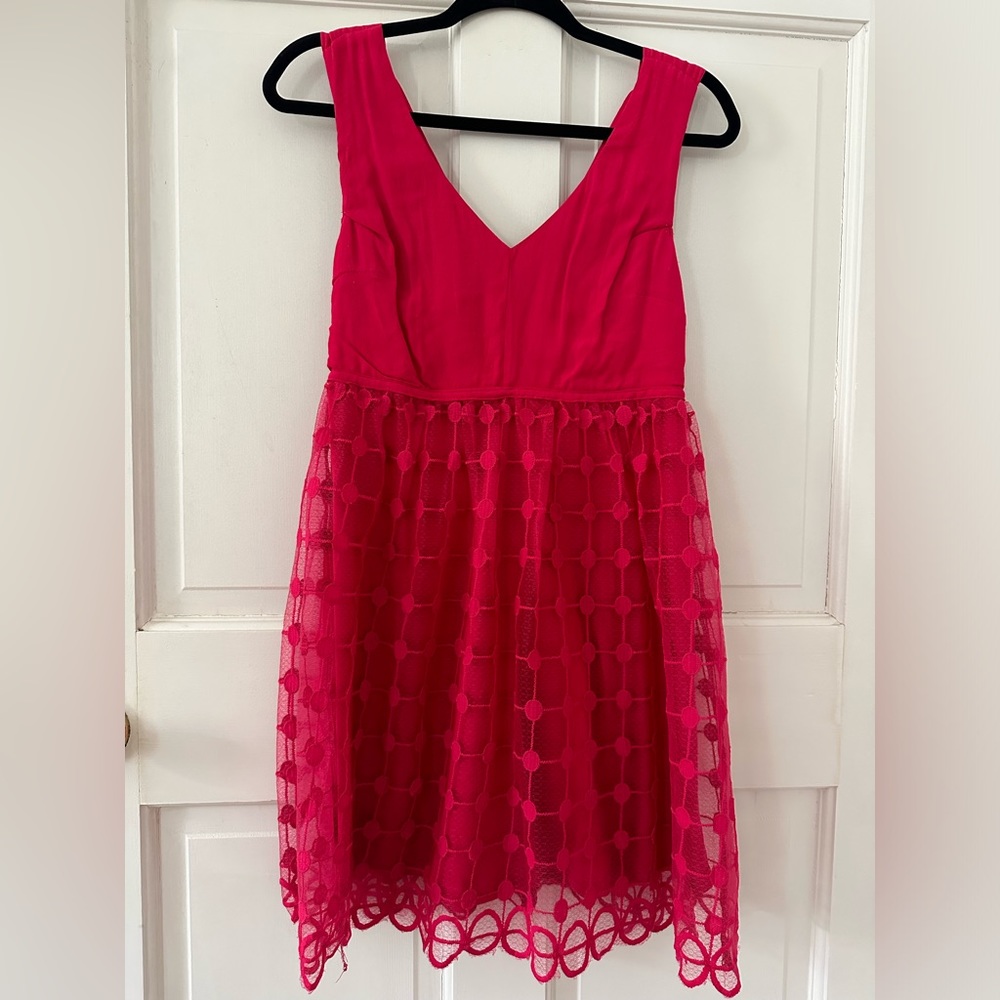 Francesca’s Magenta Lace A Line Dress